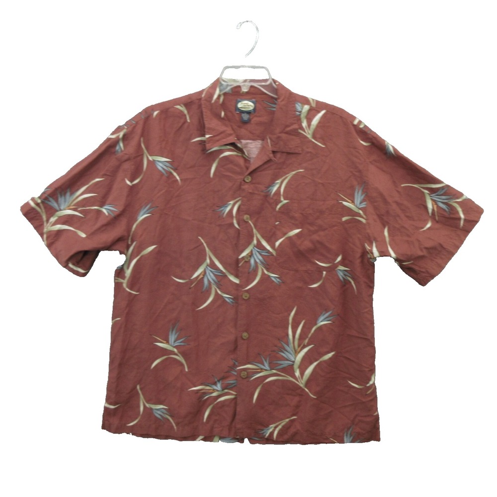 Tommy Bahama Men's Birds Of Paradise Camp Shirt XL Red Rayon Short Sleeve